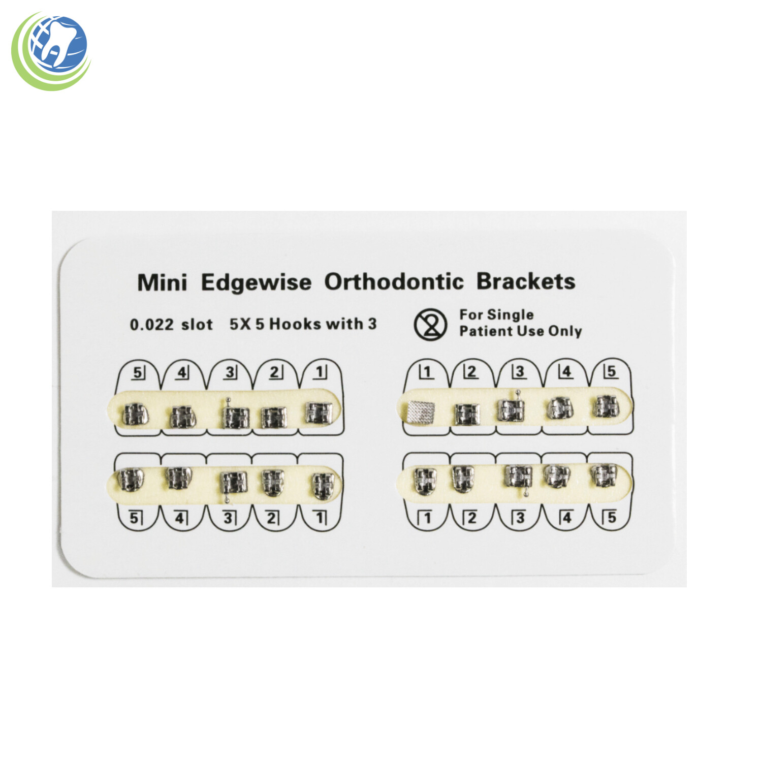 1 Dental Orthodontics Mini Edgewise Brackets for Braces Slot 0.022 Hooks 3