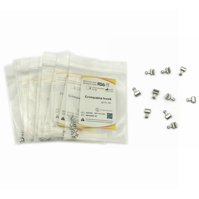 10Pack Dental Orthodontic Crimpable Hook Long/Medium/Short /Stop Stainless Steel