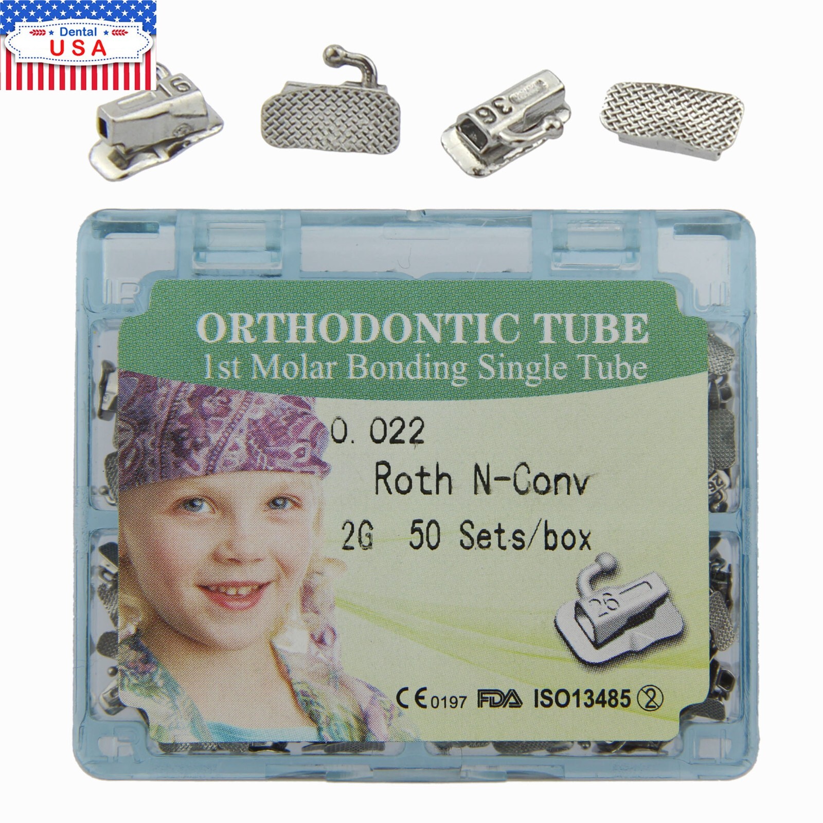 200Pcs Dental Orthodontic Buccal Tubes 1st 2nd Molar Tube Brackets Roth MBT 022