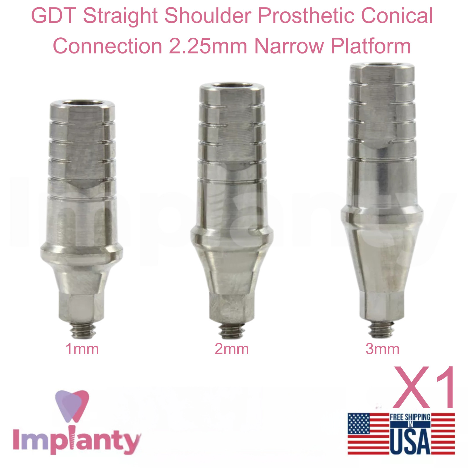 GDT Straight Shoulder Prosthetic Conical Connection 2.25mm Narrow Platform