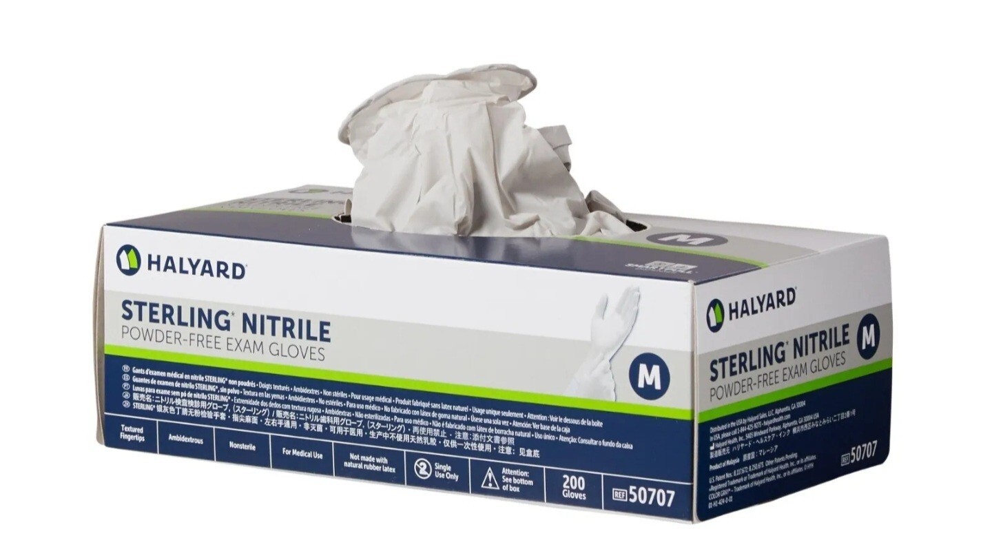 1600 Halyard 50707 Medium Sterling Nitrile, 8 Boxes of 200, See Full Description