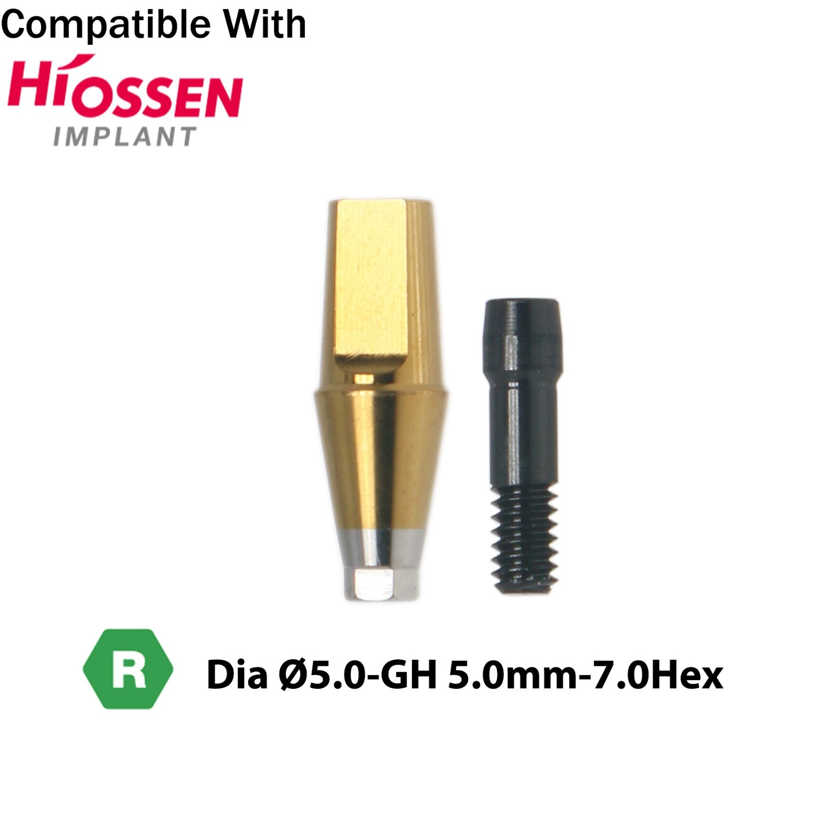Titanium Straight Abutment Compatible with Osstem Hiossen Regular Ø4.5/5.0/6.0mm