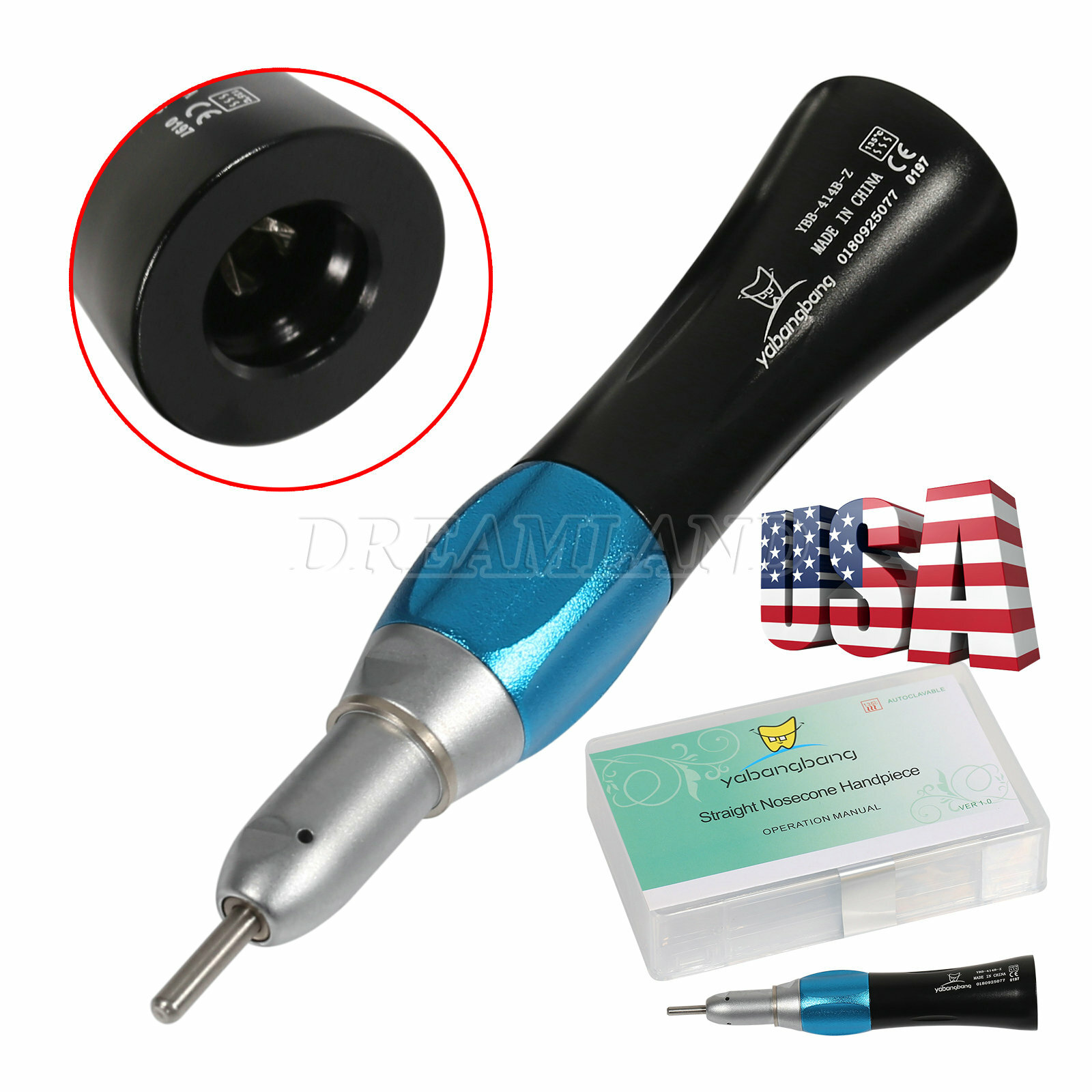 Dental low slow speed straight handpiece/ contra angle/air motor 4H NSK style BK