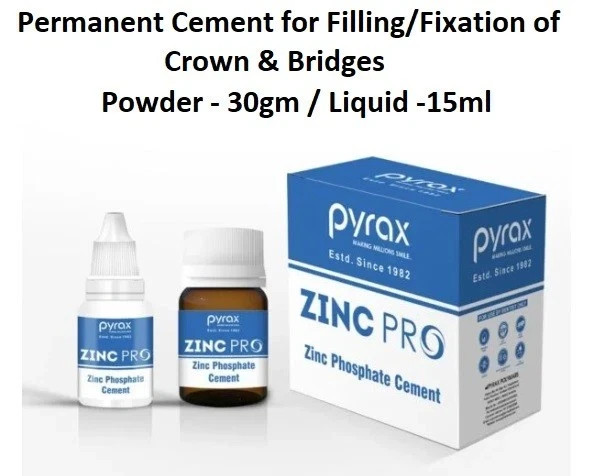Dental Zinc Phosphate Cement Permanent Tooth Filling Fixation Powder Liquid Set
