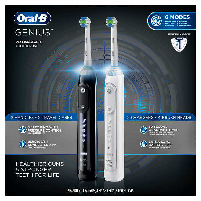 Oral-B Genius 2-Pack Rechargeable Electric Toothbrush wit Bluetooth Connectivity