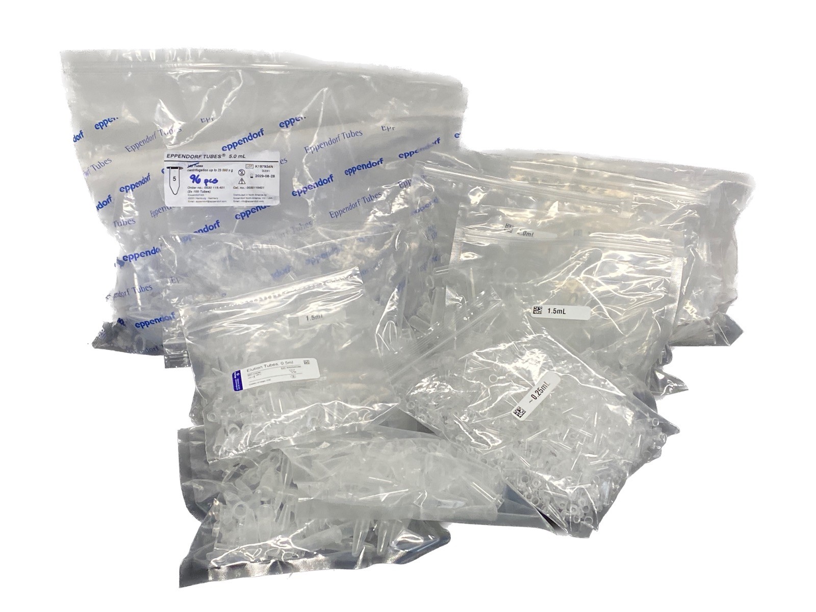 Mixed Lot Centrifuge Tubes w/ Snap Caps 0.25mL 0.5mL 1.5mL 1.7mL 2.0mL 5.0mL