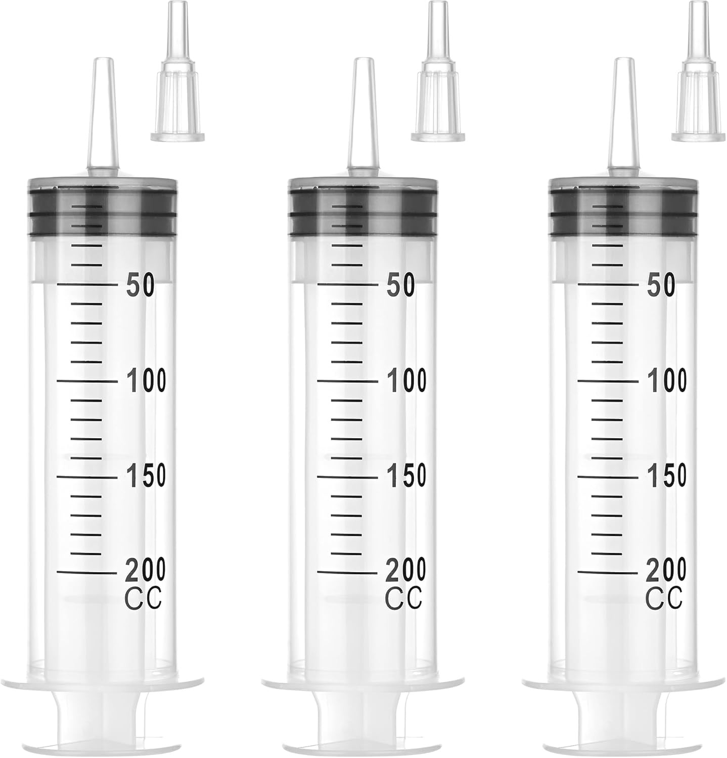 200 ml Liquid Syringe, Needle-Free Design for Thick Substances, 3 Pack