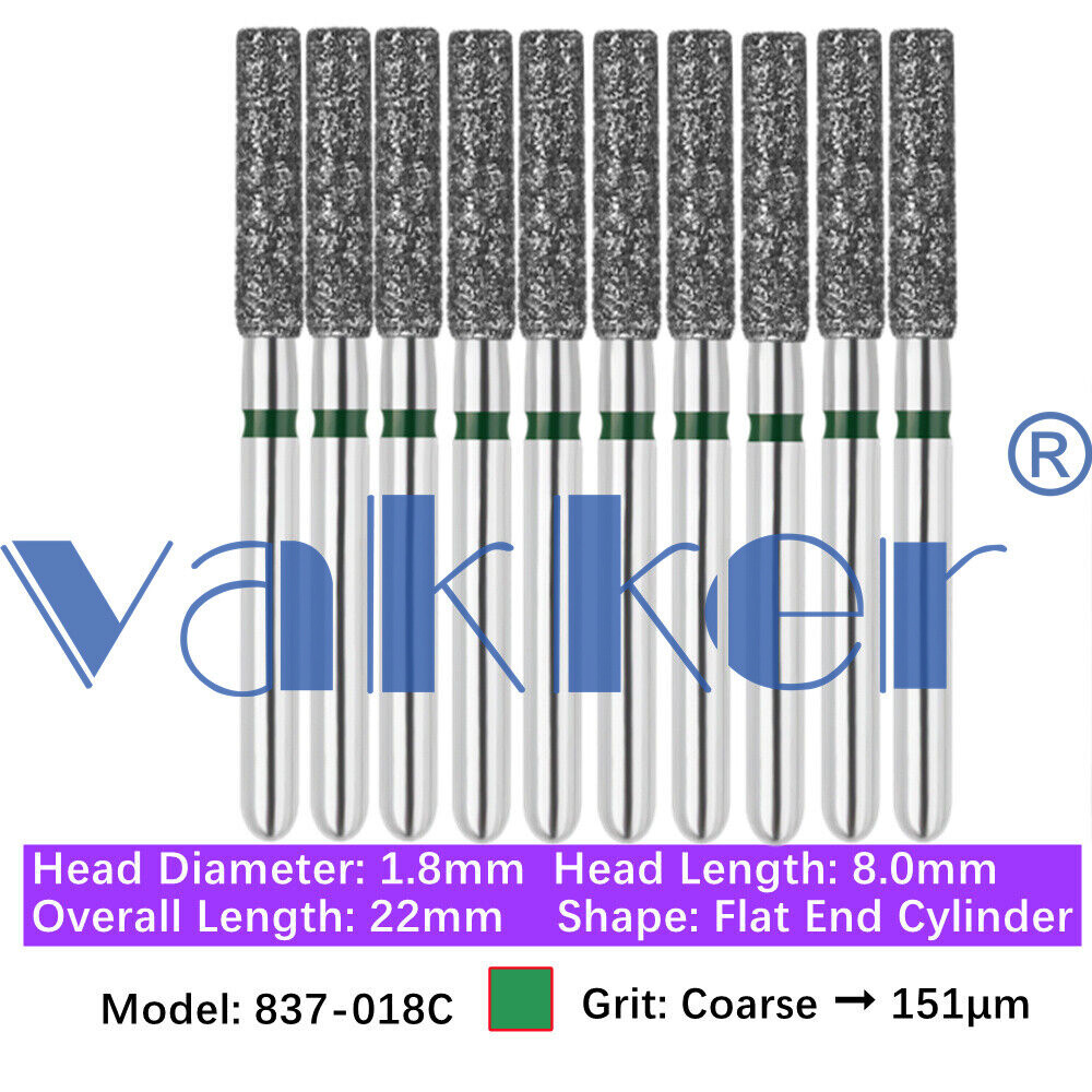 50pc Dental Diamond Burs Flat Round End Modified Cylinder 838 881 835 836 837