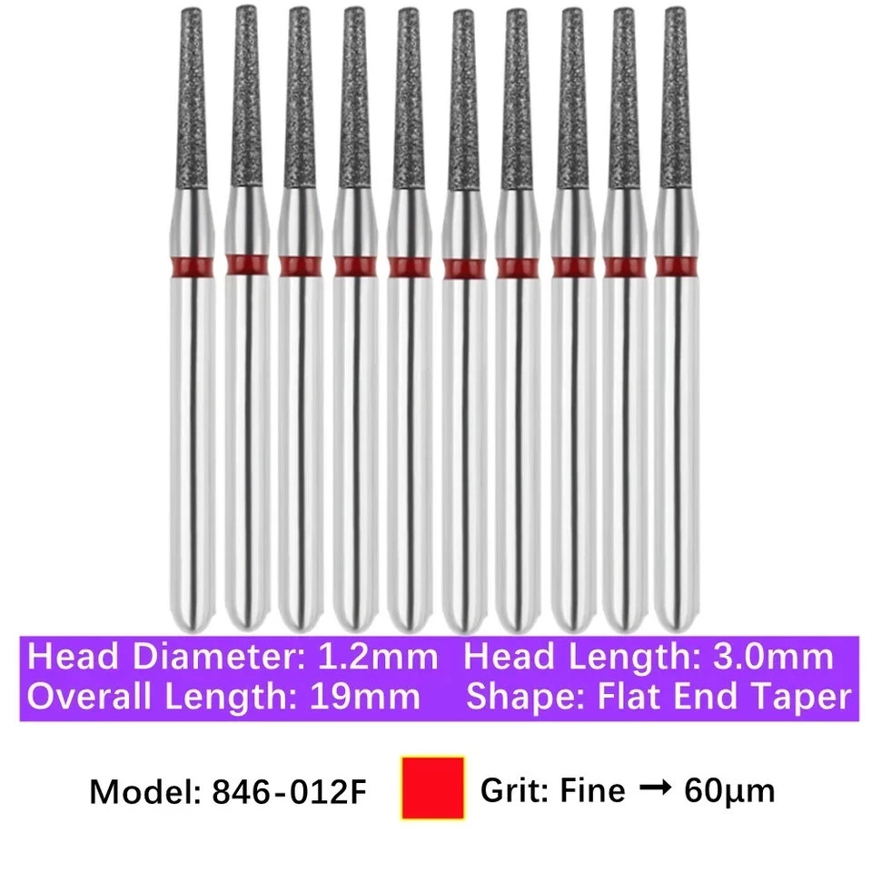 10 Pcs/Box Dental Flat End Taper Shape High Speed Diamond Burs Polishing Burs