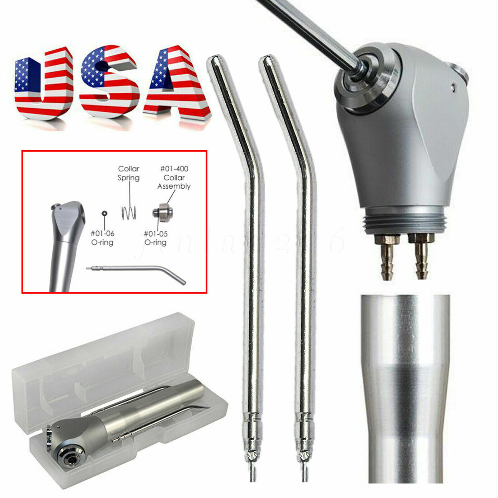 1 Set Dental Air Water Spray Triple 3-way Syringe Button Handpiece+2 Nozzle Tips