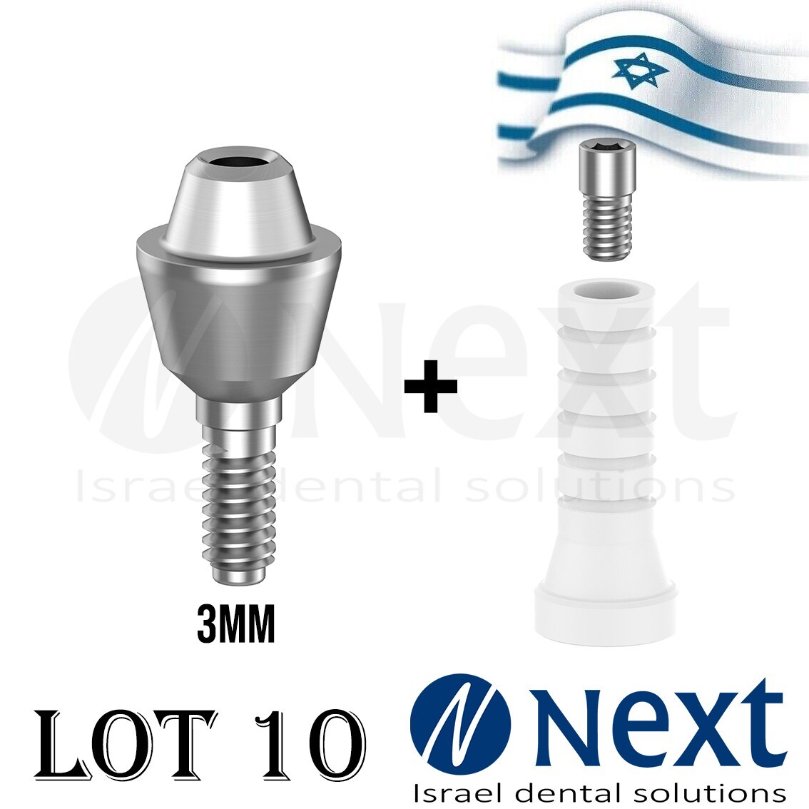 LOTx10 New Straight abutment Multi Unit 3 mm plastic sleeve screw 1.72