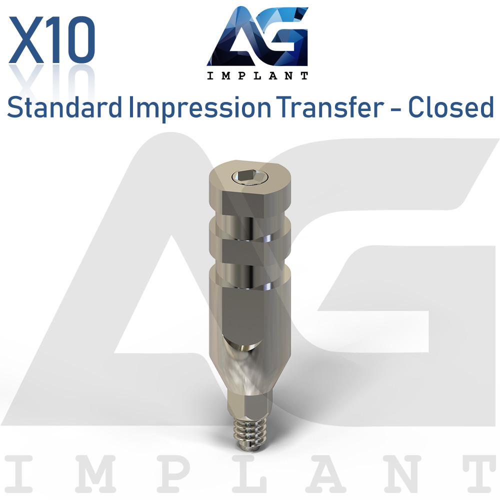 10 Standard Impression Transfer Platform-Closed Tray Dental Int Hex 2.42mm