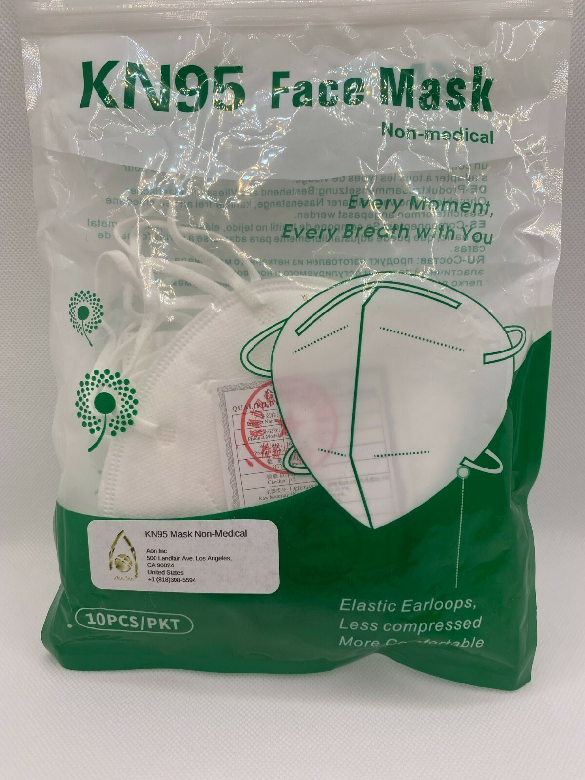 KN95 mask 10 pack for Adult, UNISEX, White, Face Cover