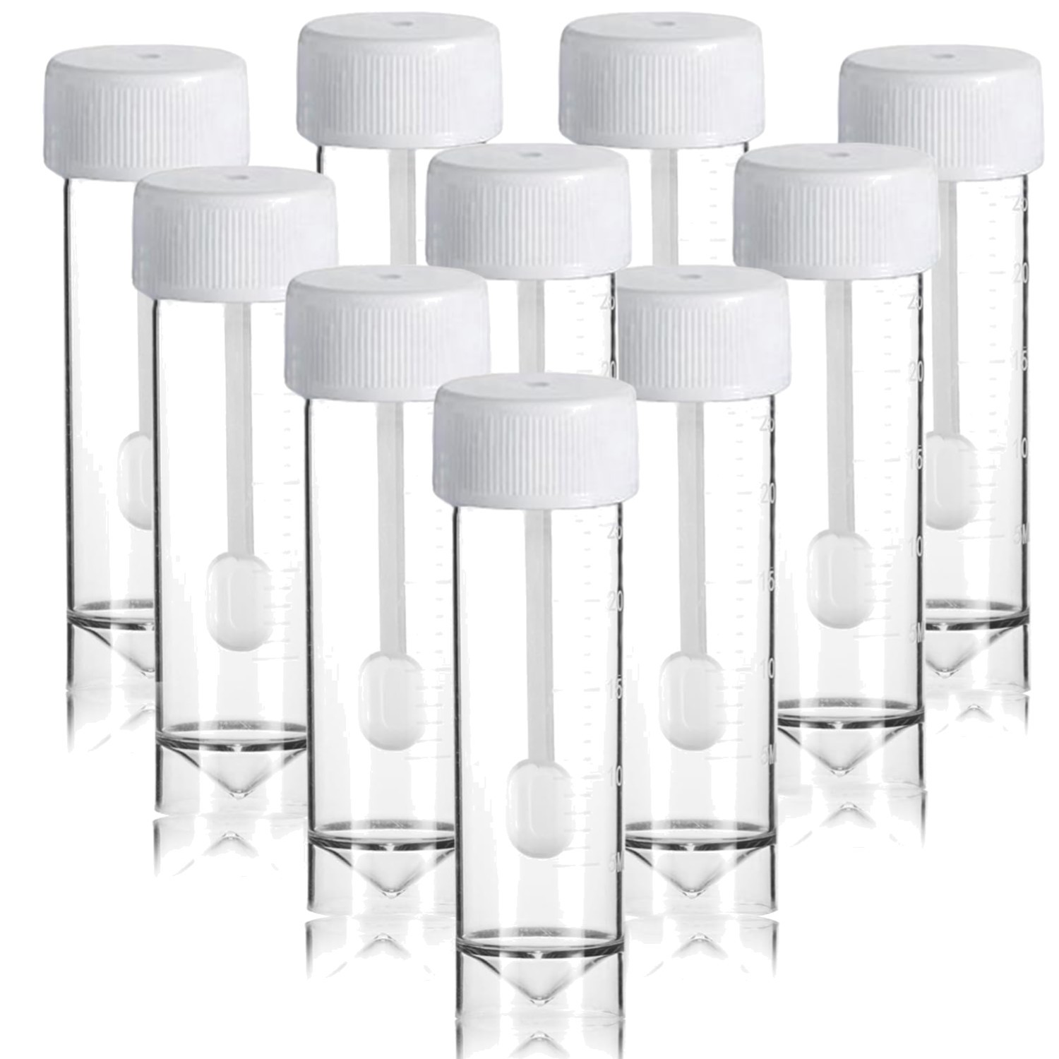 Stool Specimen Cups 10PCS 25-30 ML Clear Leak Proof Screw On Covers