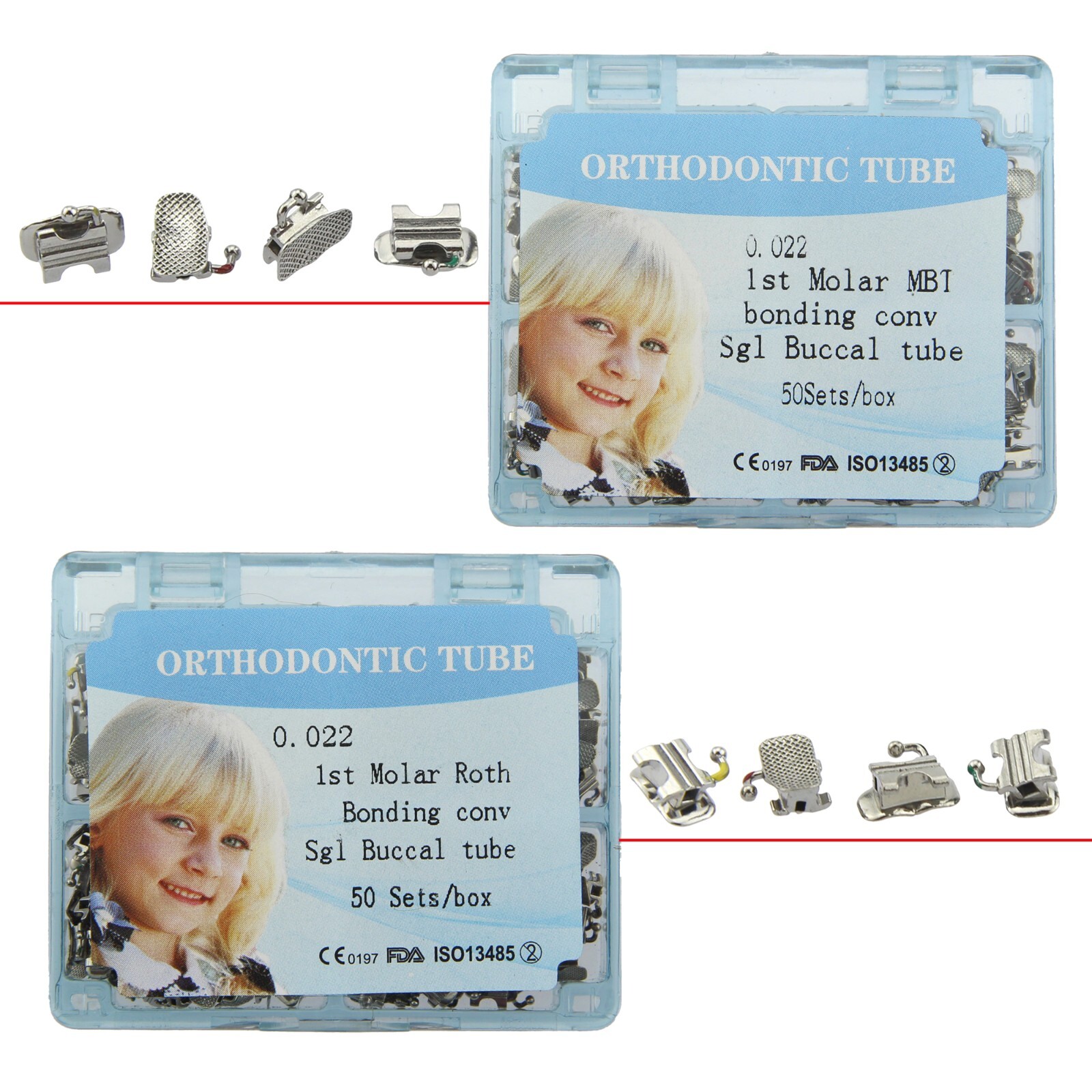200Pcs Dental Orthodontic Buccal Tubes 1st 2nd Molar Tube Roth MBT 022 Bondable