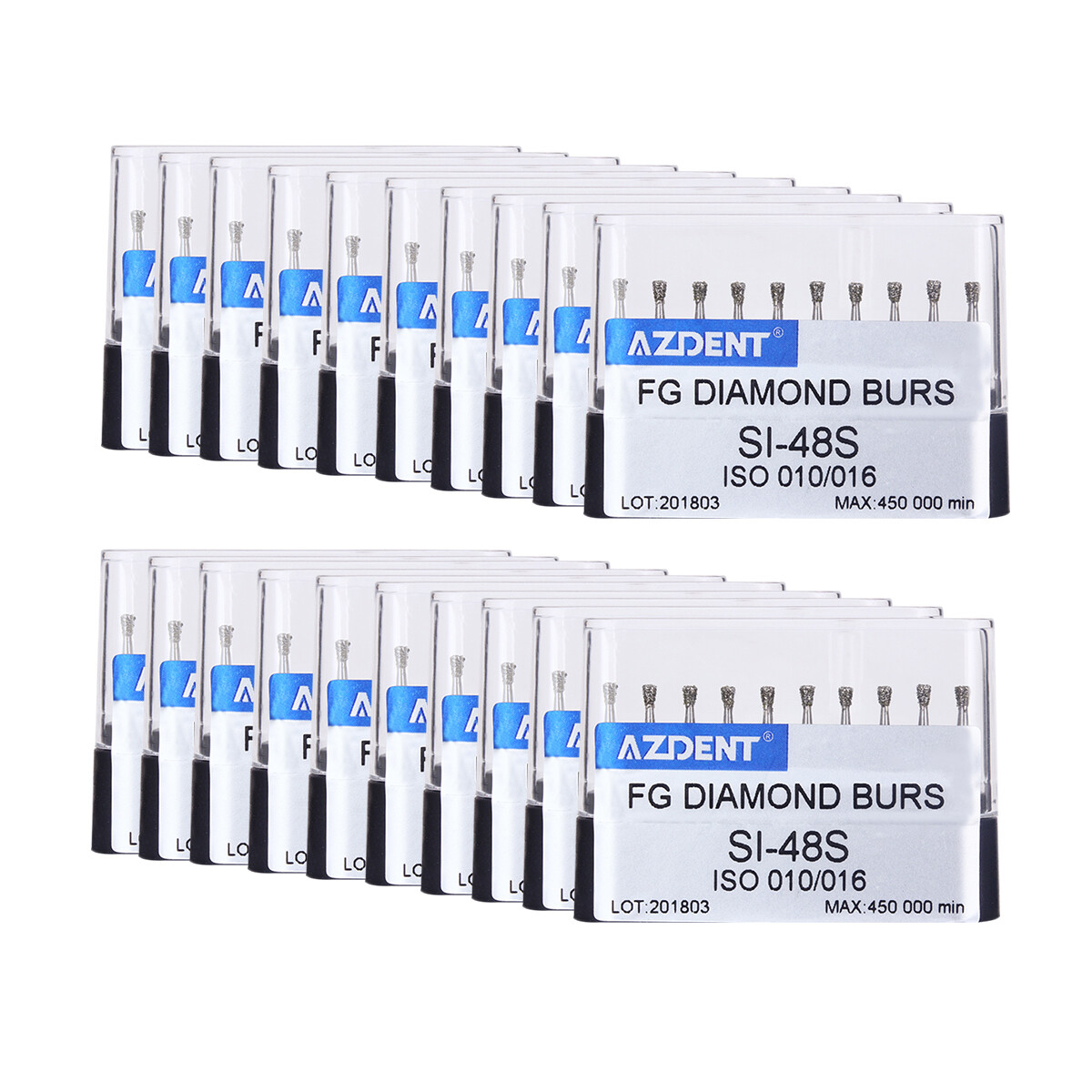 Dental Diamond Burs Single inverted Cone SI-48S F High Speed Handpiece 10PCs/Kit