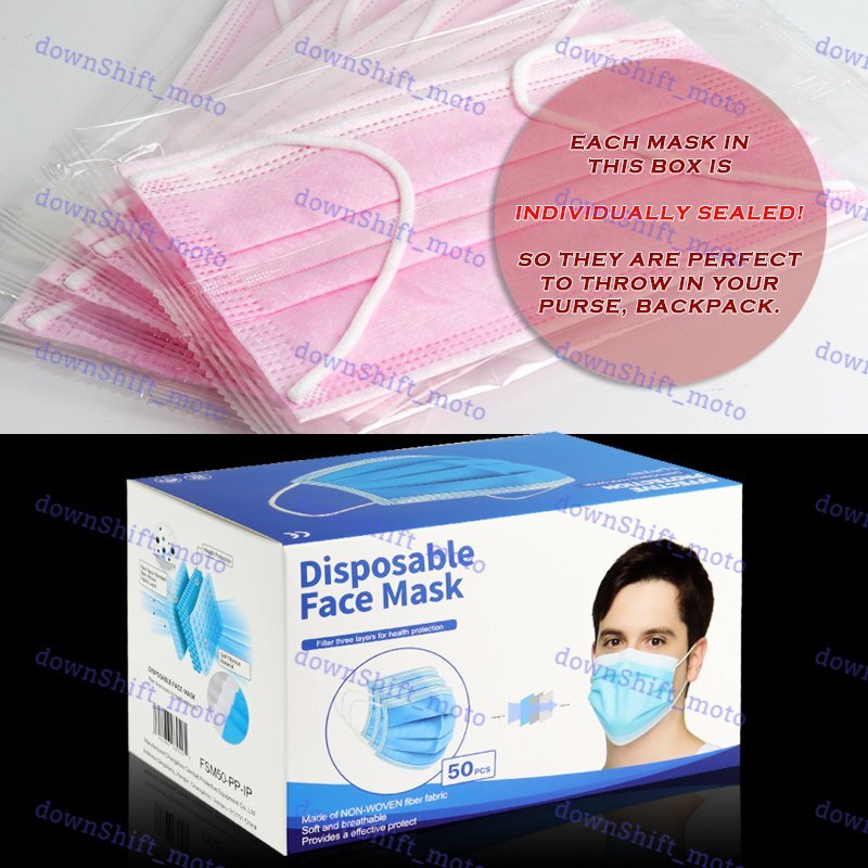 Disposable Face Mask 50 PCS PINK Non Medical 3-Ply Earloop Dust Cover Masks New