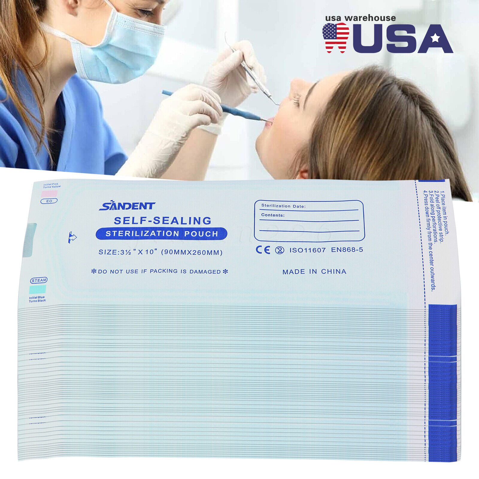 Self Sterilization Pouches Pouch Autoclave, Sterilizer Bags Dental Tattoo Nail