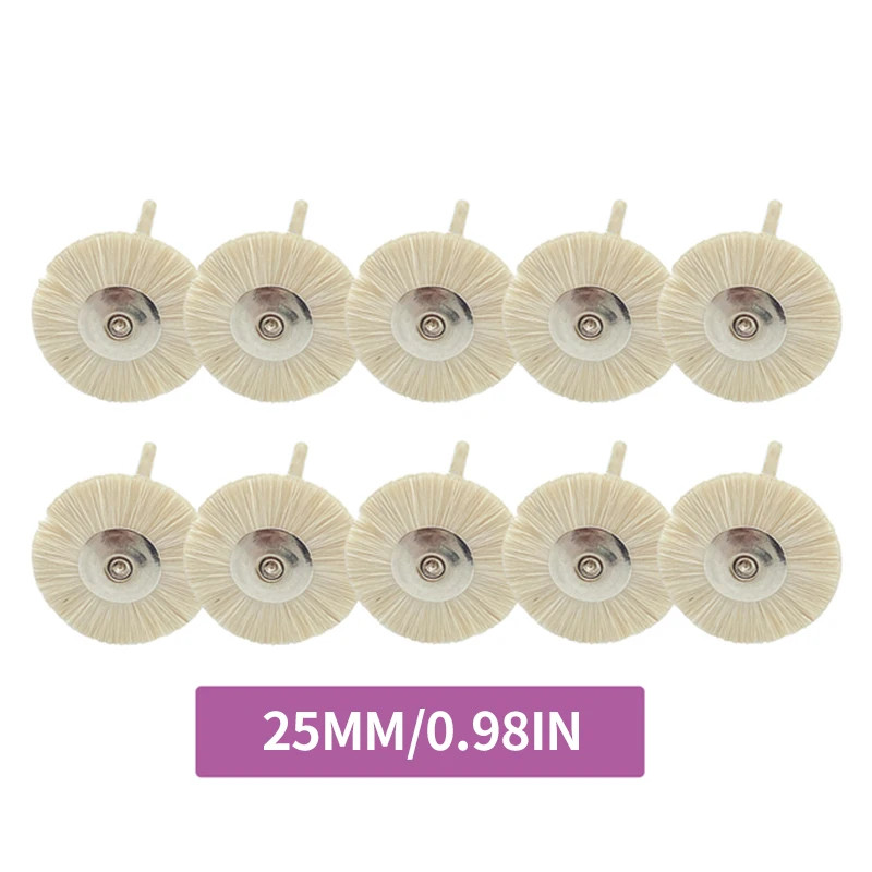 50PCS 2.35mm Polishing Brush Wheel Dental Lab Soft White Goat Hair Rotary Tools