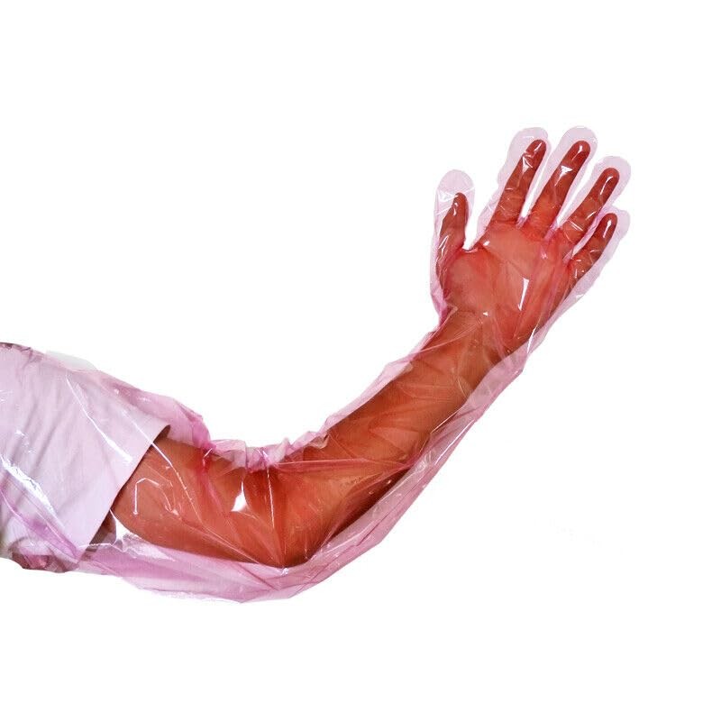 50pcs Disposable Long Plastic Gloves, Veterinary Insemination Gloves, Full Ar…