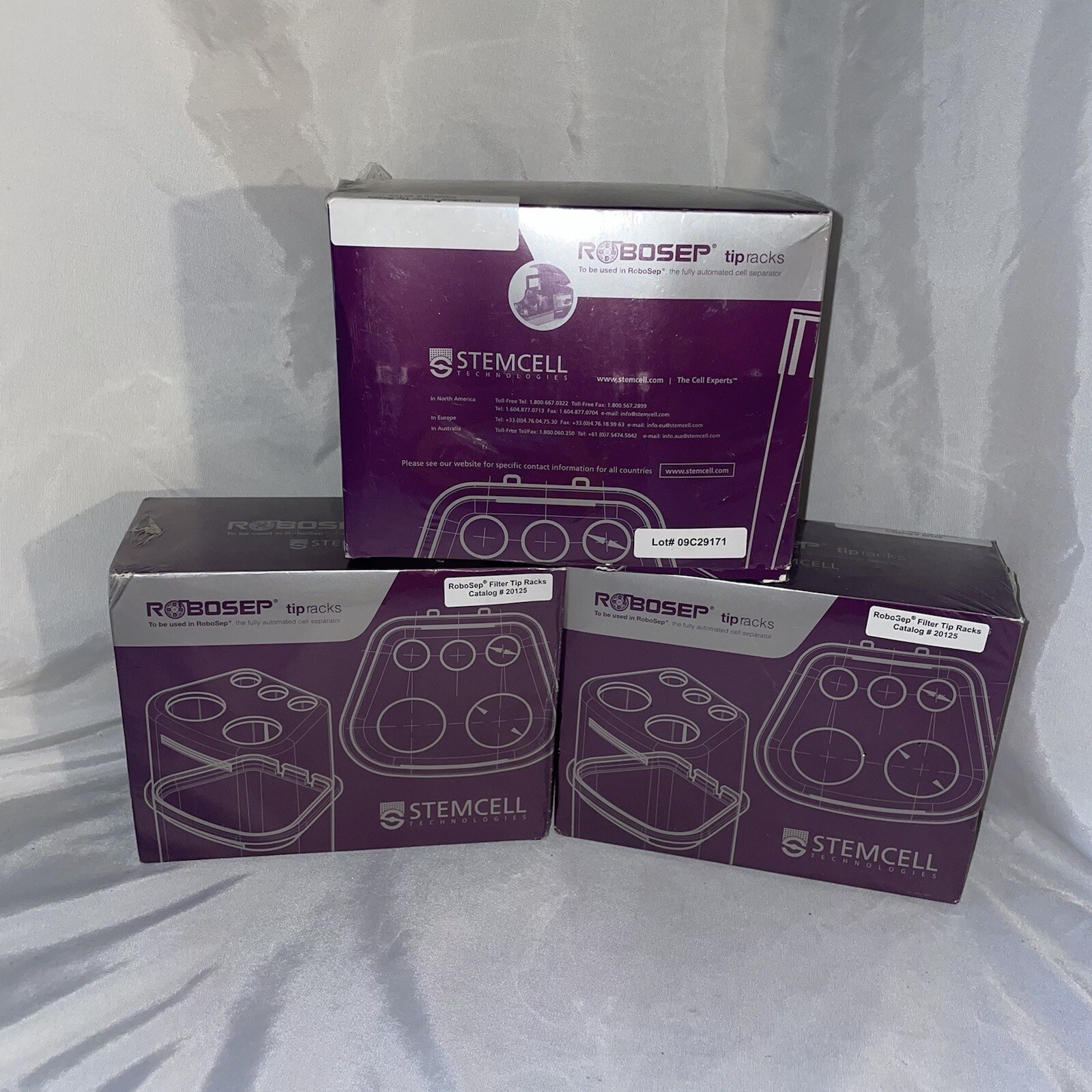 Lot 3 Boxes STEMCELL TECHNOLOGIES ROBOSEP FILTER TIP RACKS #20125