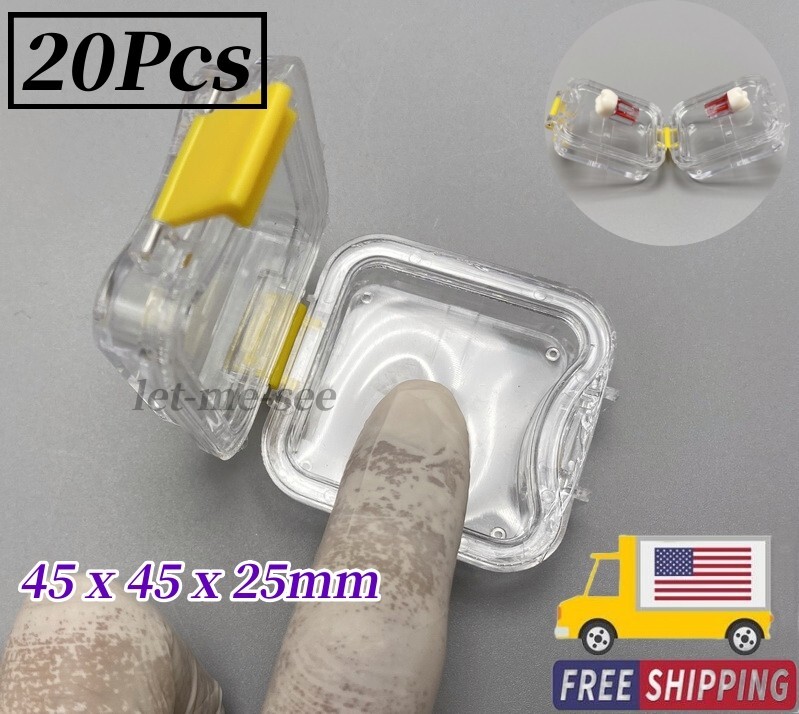 20x Dental Box Hinged Display Boxes Display Clear Membrane Case 45*45*25mm/small