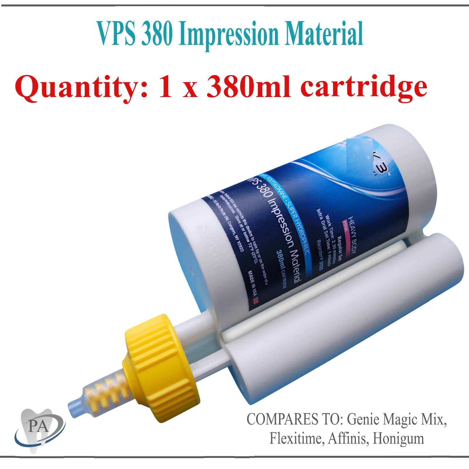 Dental 380ml VPS Impression Material Monophase Heavy Body Regular Set Fast, USA