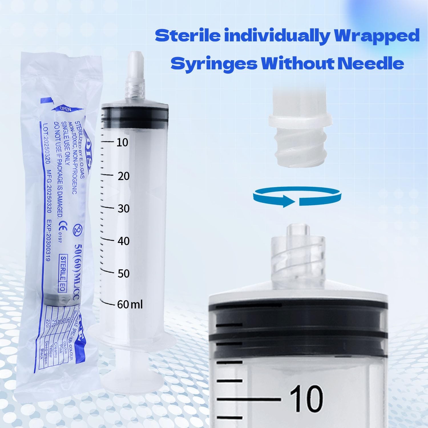 60ml Syringes Without Needles, 60cc Luer Lock Syringe – Disposable