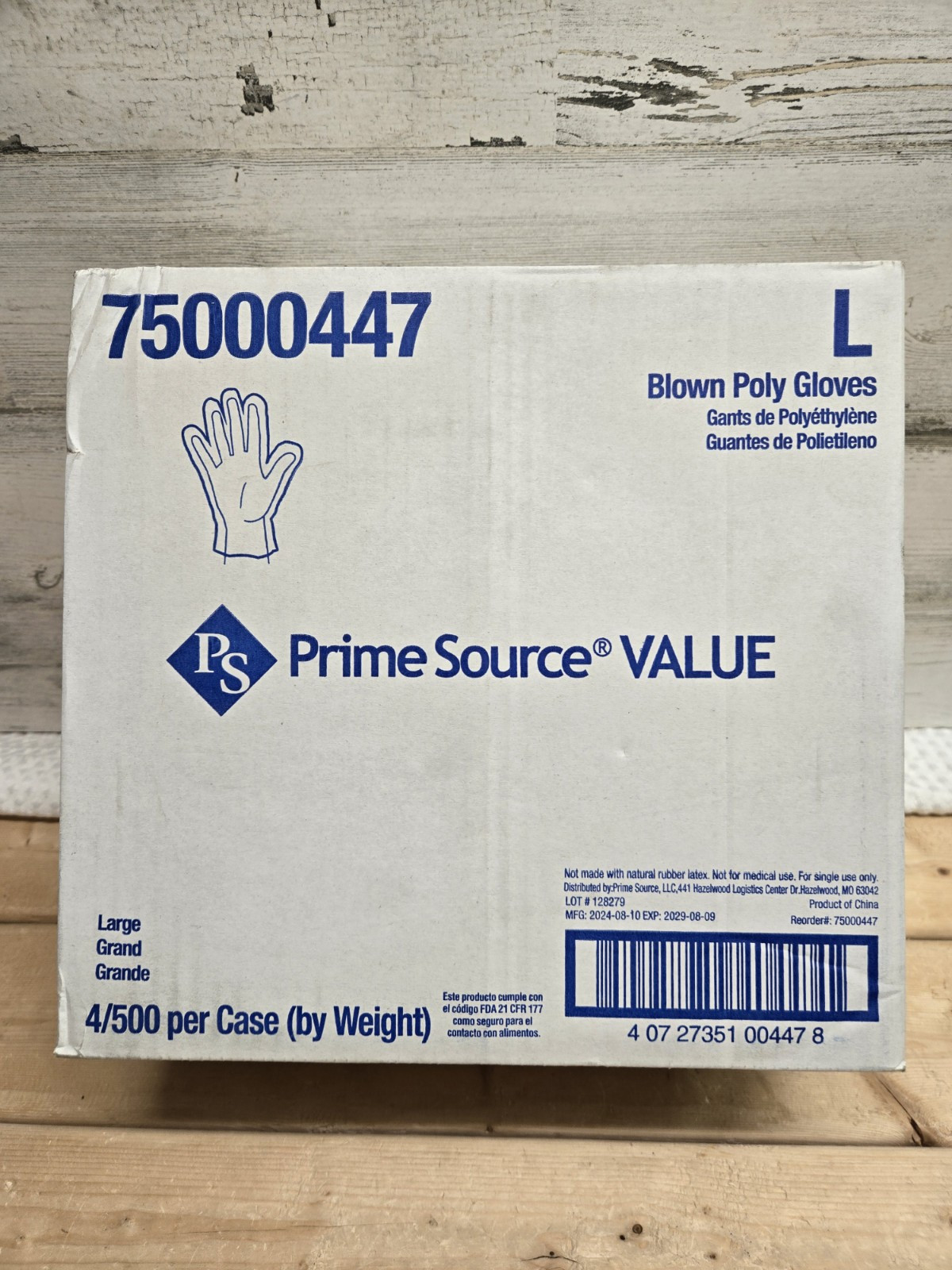 Prime Source Value Blown Poly Gloves (L) Food Service (4/500) PK.
