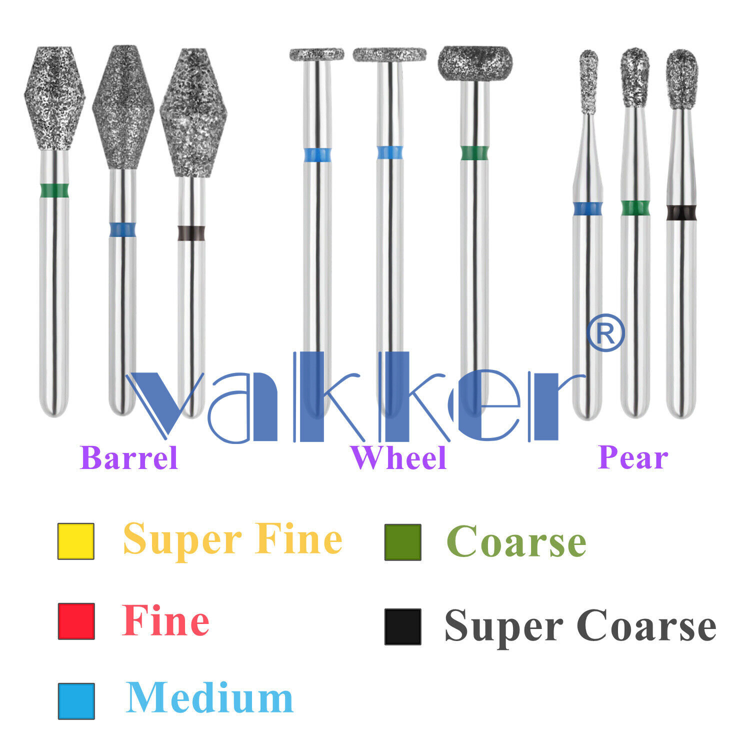 10pc/pk Dental FG Diamond Burs High Speed Barrel Wheel Pear Shape Polishing Burs