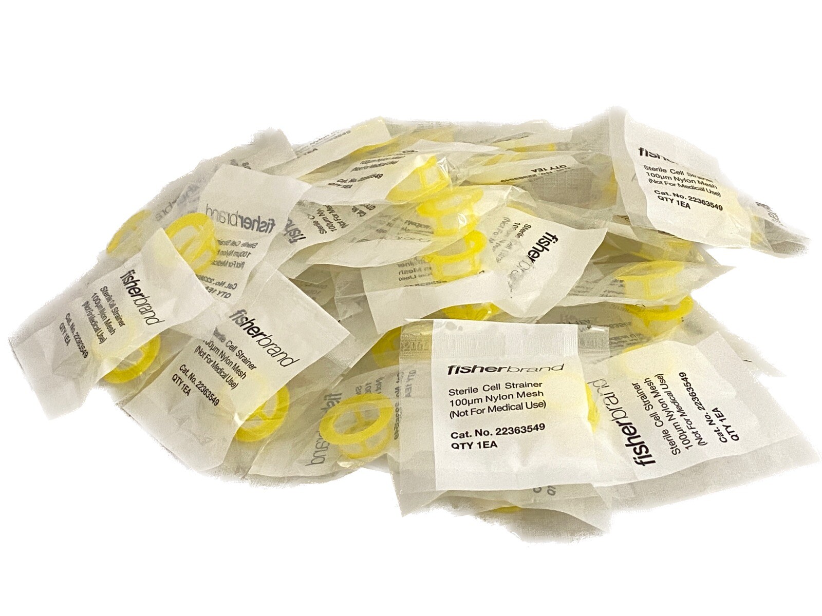 (42) FISHERBRAND 100um Nylon Mesh PP Cell Strainers Yellow Sterile 22-363-549