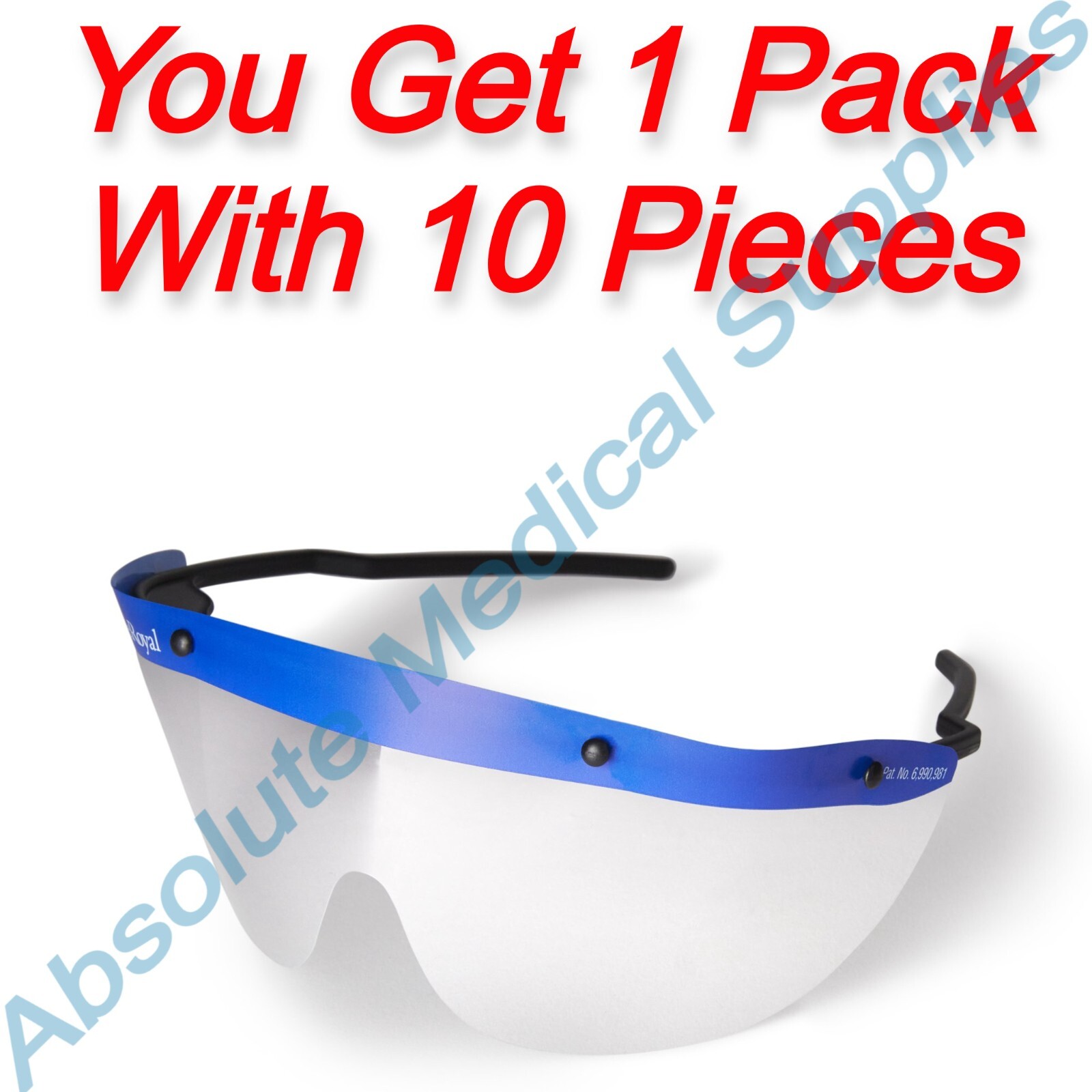 *10-Pieces* DeRoyal SPEyes Eye ShieldZ Protective Glasses Assembled Blue 23-505