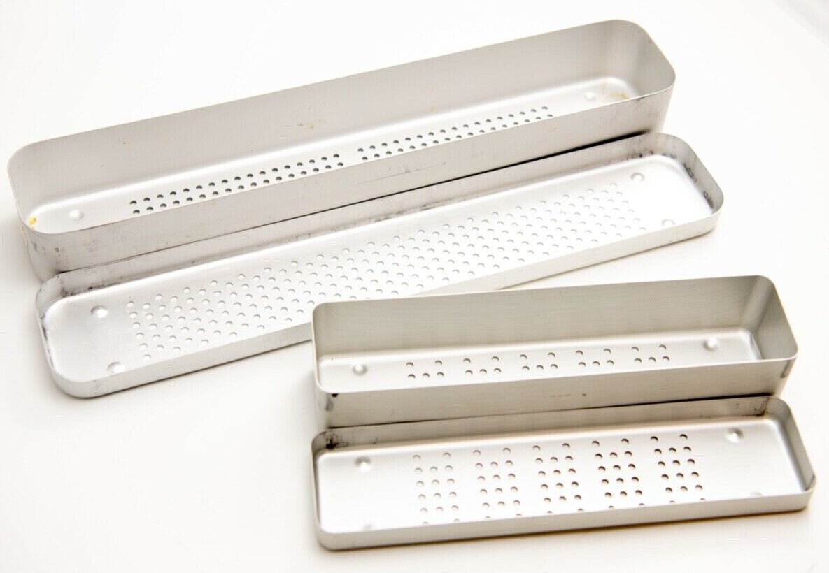 Sterilization Tray Set: 1 Small 10″x2.5″x2.125″ and 1 Medium 16″x3″x2.125″