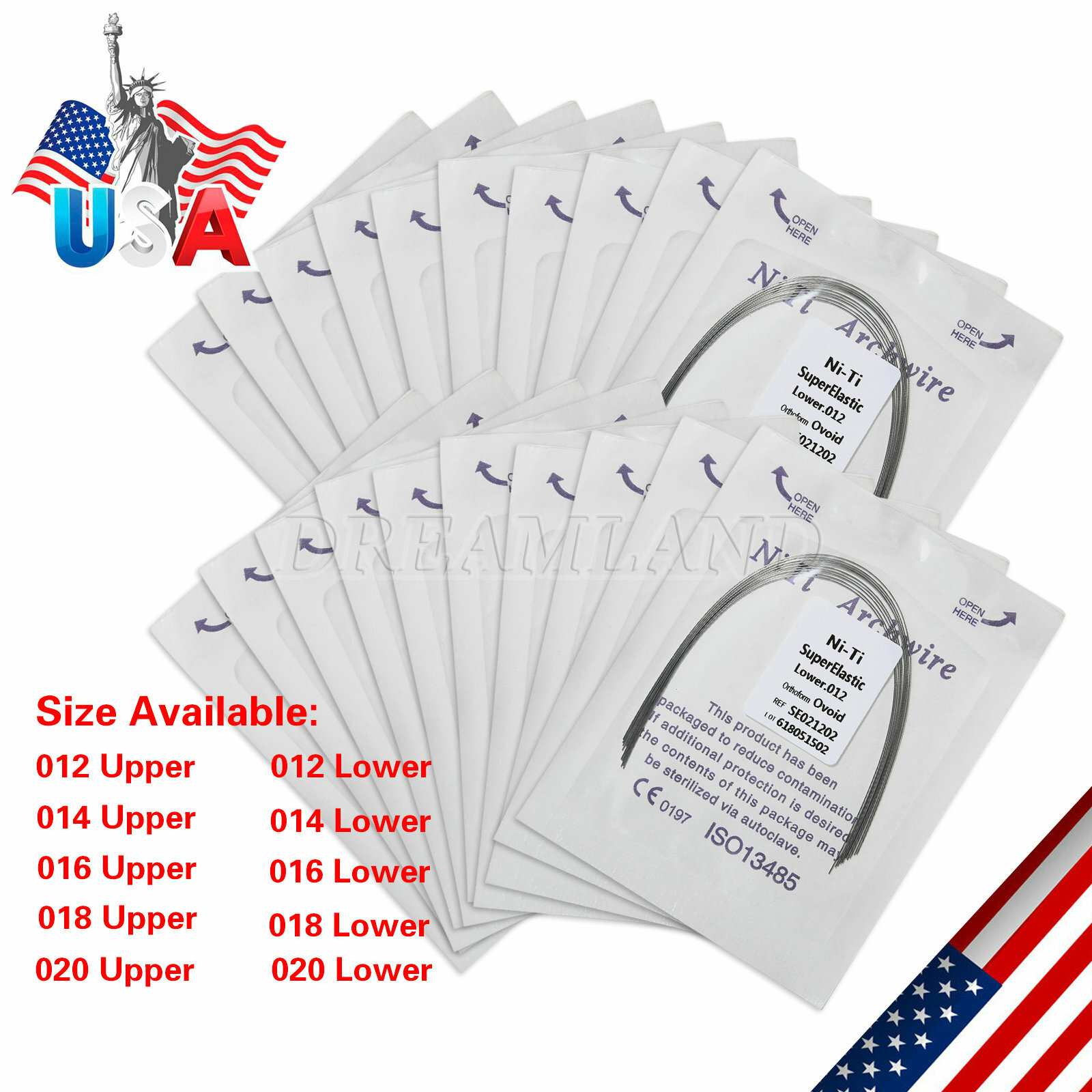 20 Packs Dental Super Elastic Niti Round Arch Wires for Bracket Braces
