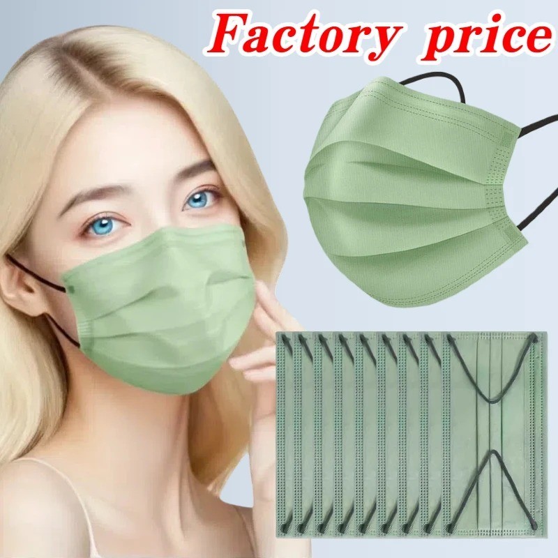 Thickened Tea Green 4-Layer Disposable Face Masks – 200/100/50/10 Pieces