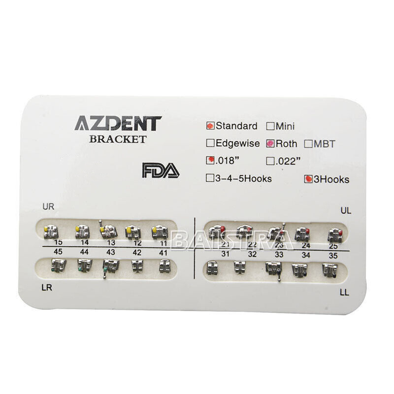 10X Brackets de Ortodoncia Dental Mini Estándar MBT Roth 0.022 Ganchos 3 4 5