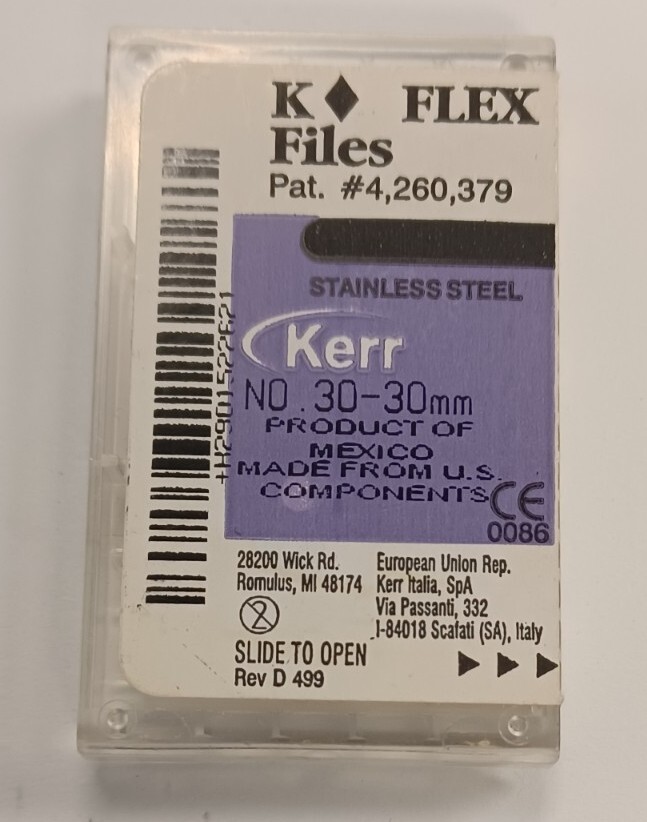 Kerr Dental Size 30 30mm Stainless Steel K-FLEX file 6-file per box
