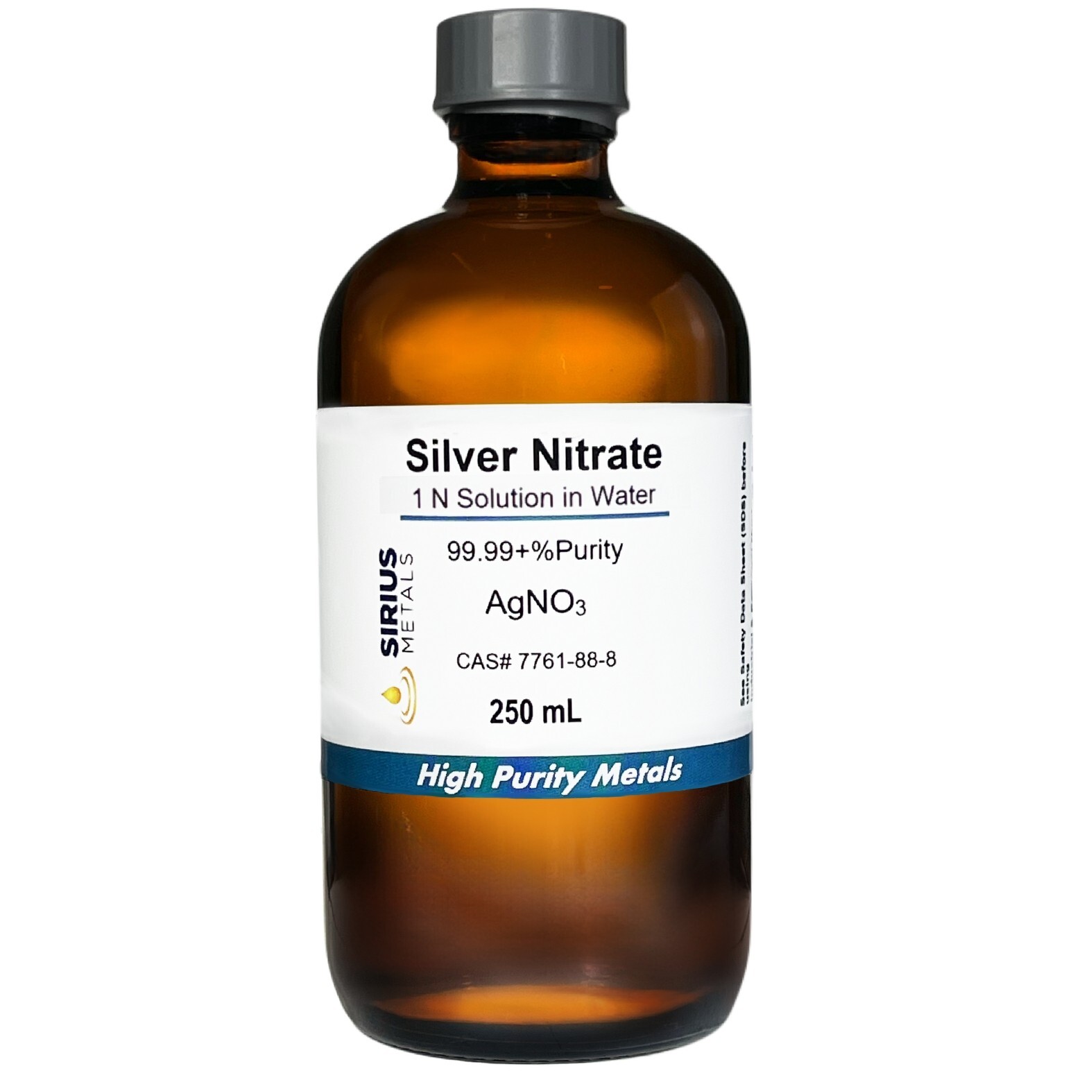 Silver Nitrate (CAS# 7761-88-8) – 1 Normal Solution of AgNO3 in water – 250 mL