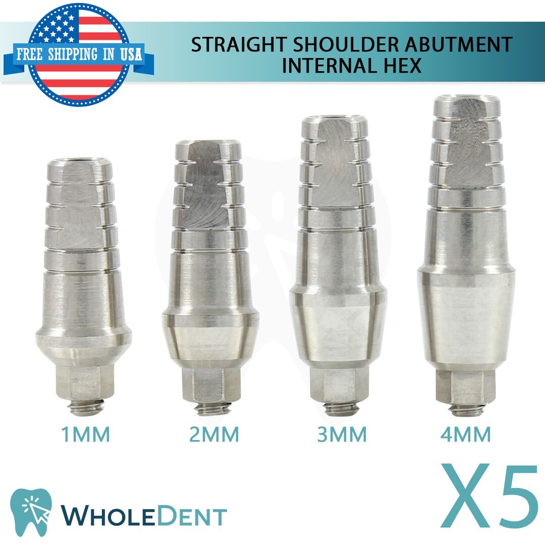 5x Standard Platform Int Hex 2.42mm Straight Shoulder Abutment Dental Ø4.5mm