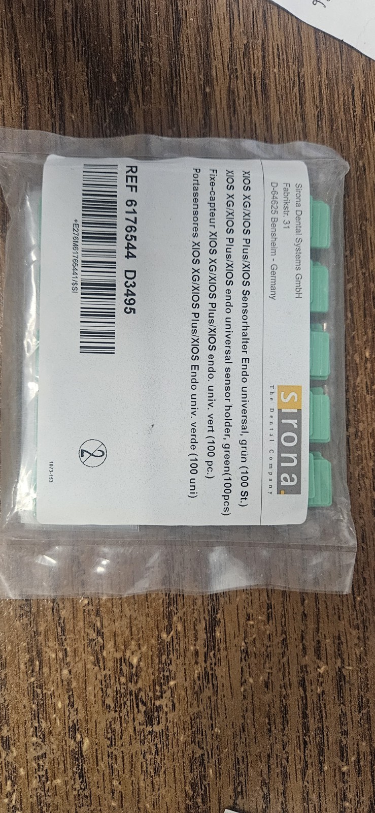 100 Dentsply Sirona XIOS Intraoral Endo Universal Sensor Holder Green 1 pkg