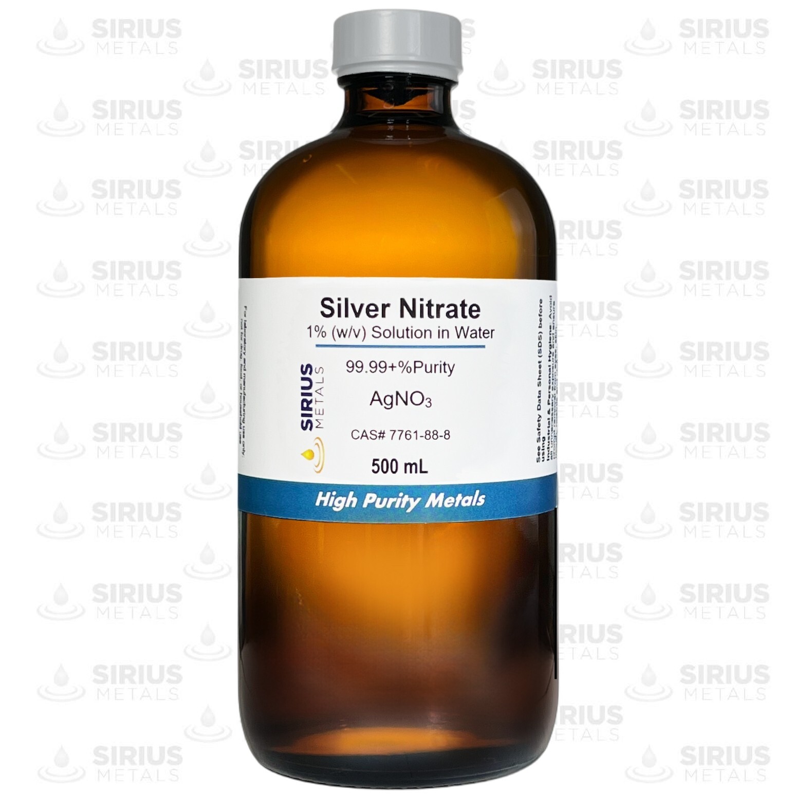 Silver Nitrate Solution (CAS# 7761-88-8) – 1.0% as AgNO3, 0.635% as Ag – 500 mL