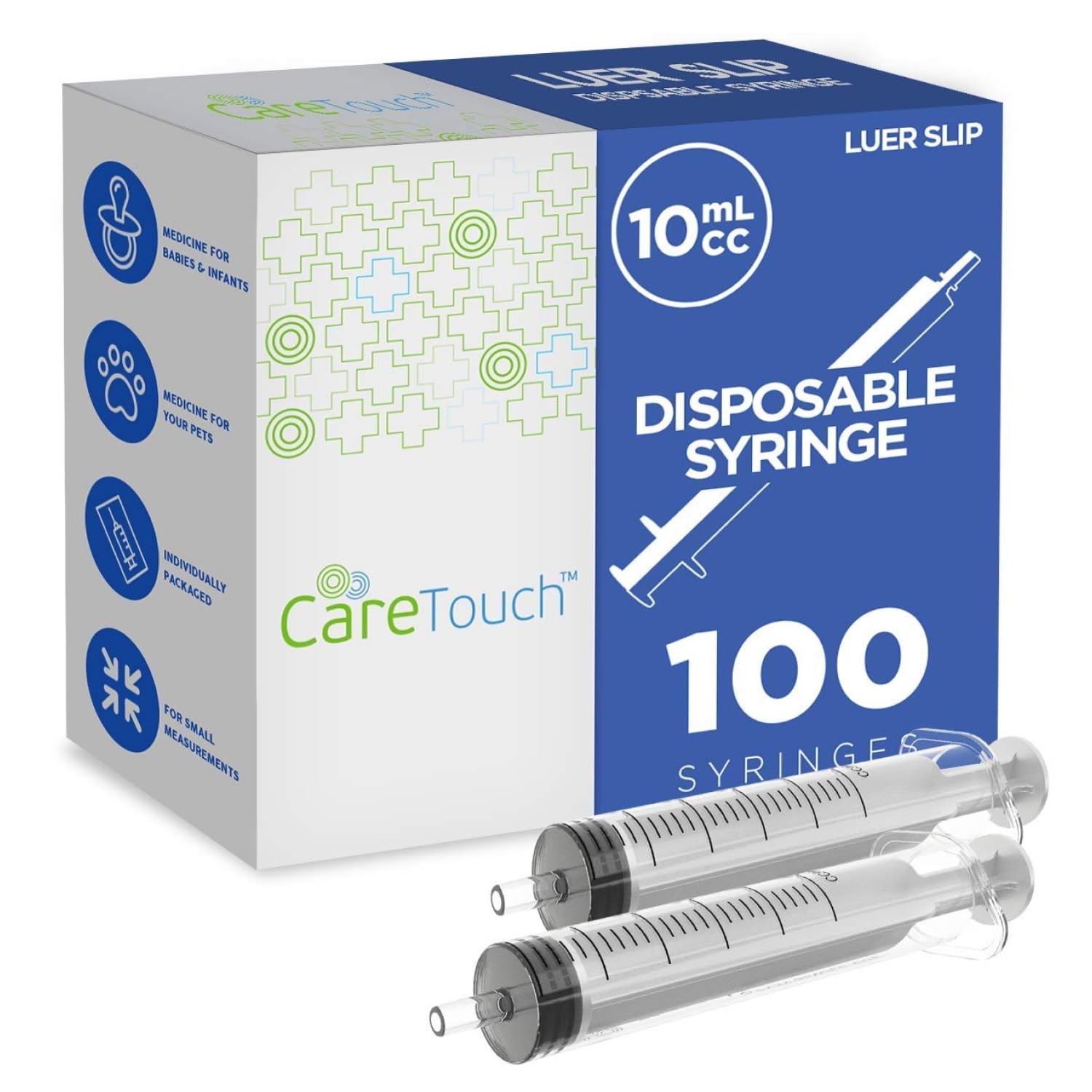 Care Touch 10ml Syringe with Luer Slip Tip – 100 100 Count (Pack of 1)