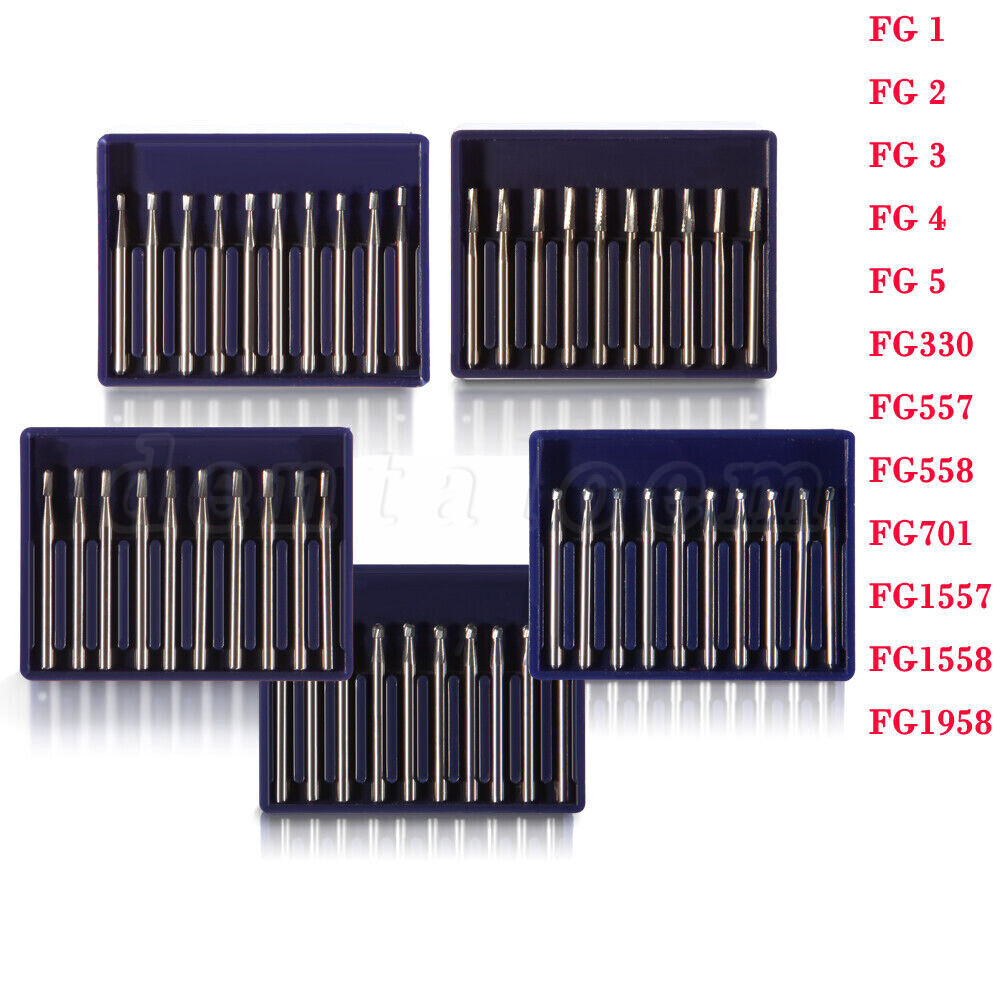 FG Round Dental Burs, 19mm (Pack of 10-100), Carbide for High Speed Handpiece