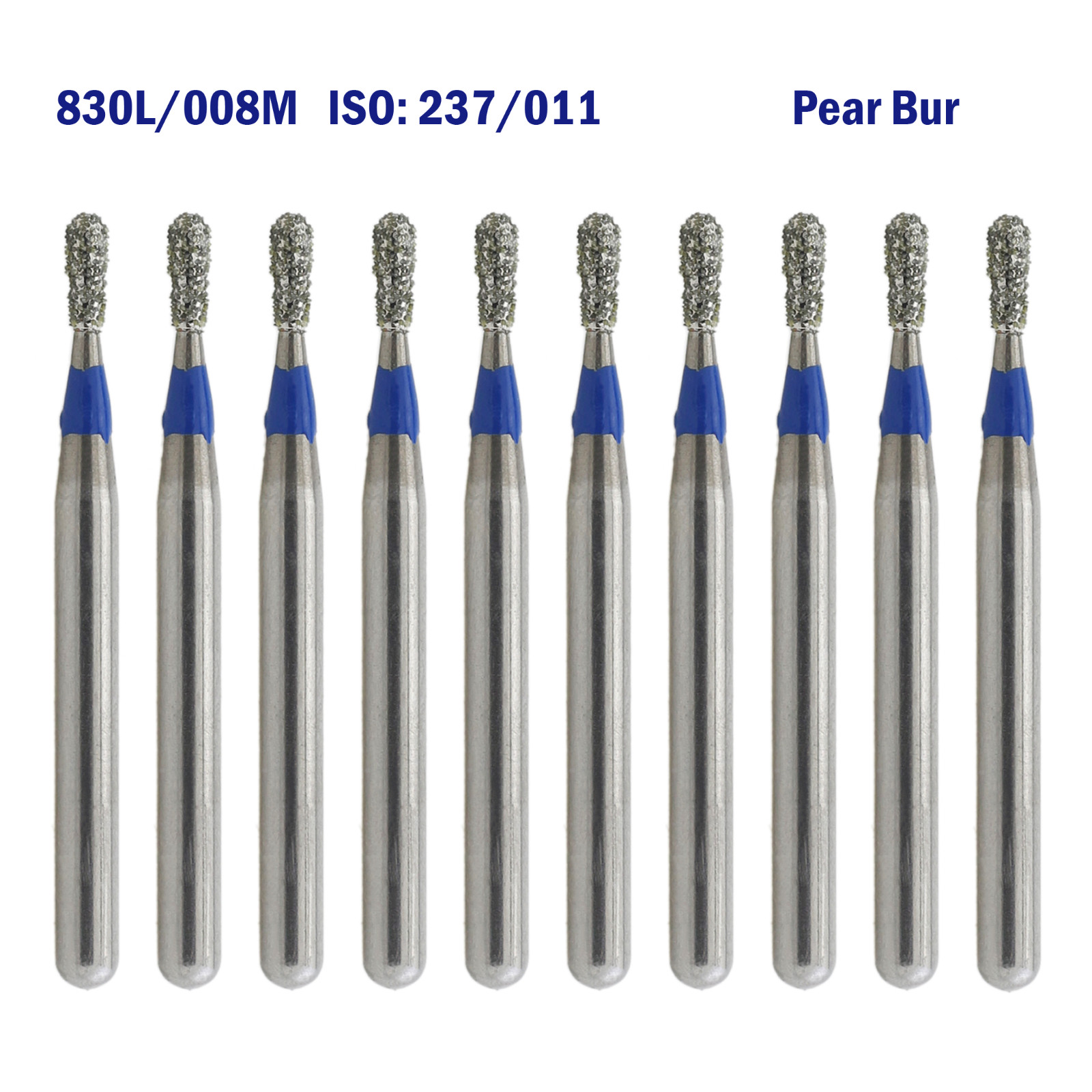 Dental Diamond Burs High Speed Bur FG 830L/008M Standard Grit Pear Shape
