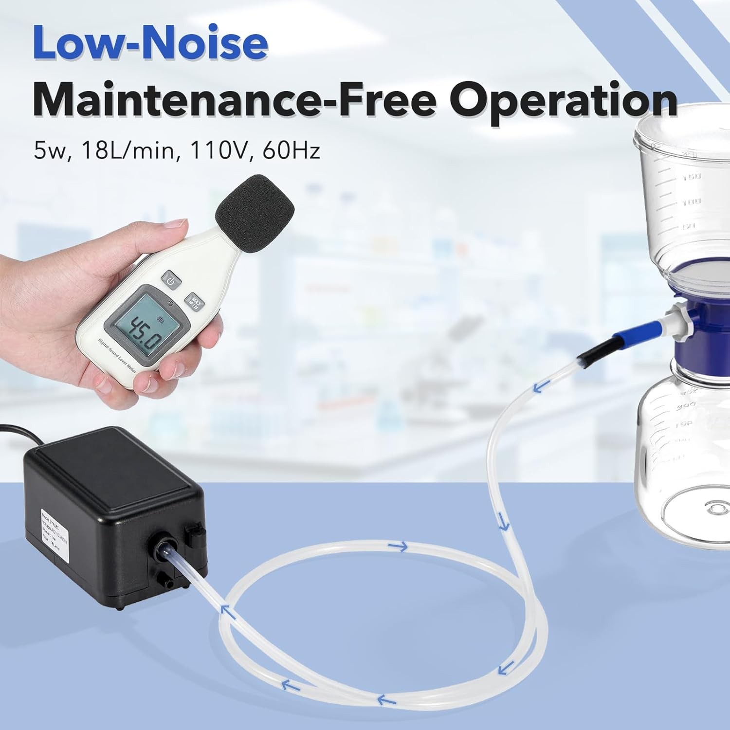 Lab Vacuum Pump + 1000mL Lab Buchner Funnel Filtering vacuum filter flask set