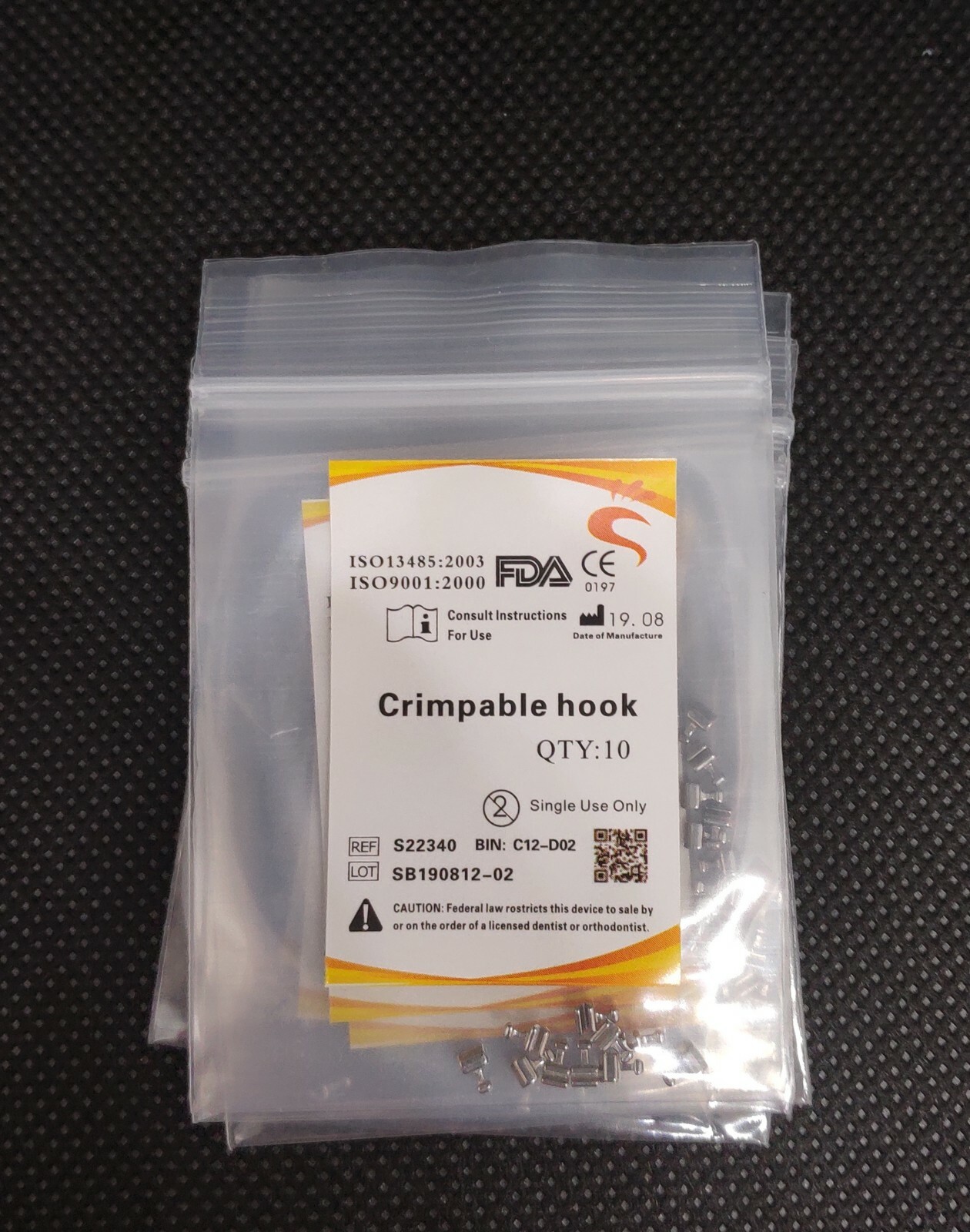 10Pack Dental Orthodontic Crimpable Hook Long/Medium/Short /Stop Stainless Steel