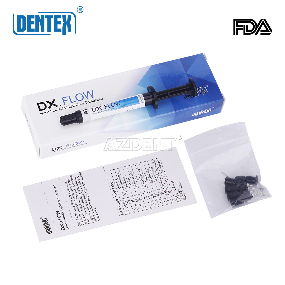 Dentex Dental Flowable Light Cure Composite Resin A1 Medium Flow 3g/Syringe