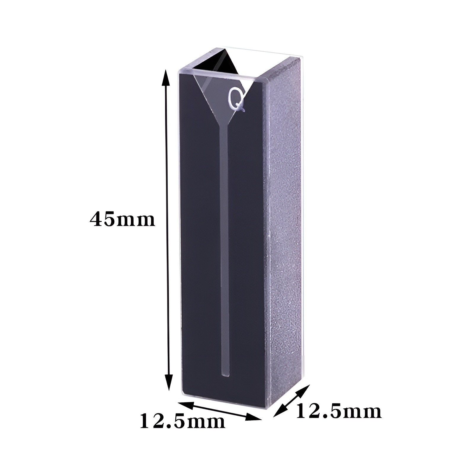2pcs Customizable Micro Quartz Cuvette Black Wall 10mm 0.35 0.7 1 1.4 1.75mL