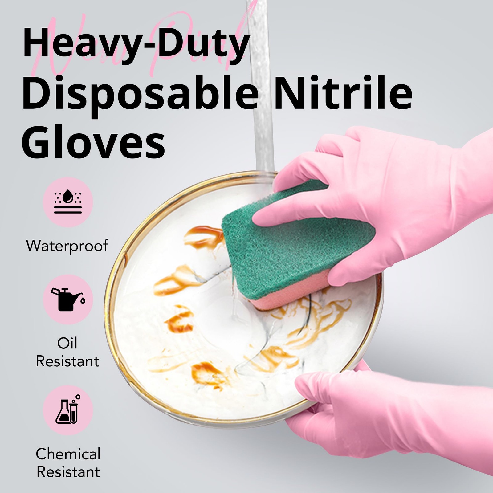 Disposable Nitrile Dishwashing Gloves, Extended 12 Inches Cuff, 6-mil, Medium…