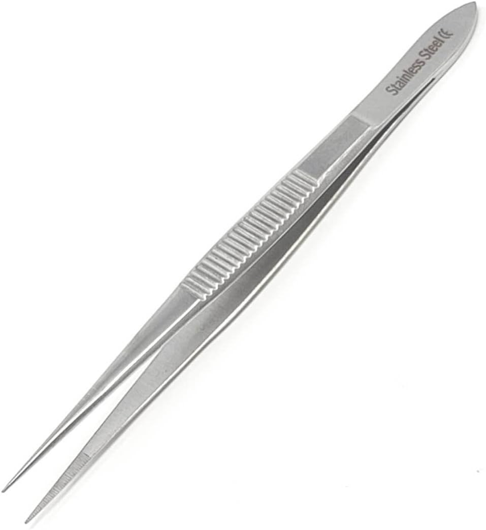4.5″ Stainless Steel Precision Forceps with Fine Straight Serrated Tips for Lab